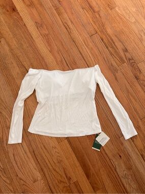 NWT HALARA White Off-Shoulder Long Sleeve Top